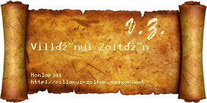 Villányi Zoltán névjegykártya